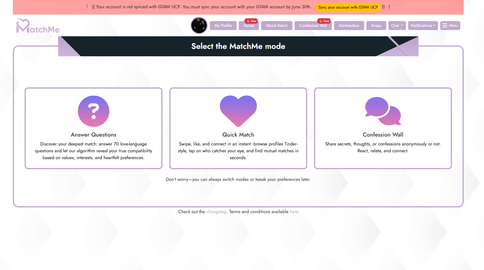 MatchMe Project Screenshot